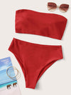 Bandeau High Waisted Bikini Swimsuit