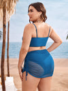 Plus High Waisted Bikini Swimsuit Drawstring Cover Up