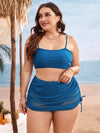 Plus High Waisted Bikini Swimsuit Drawstring Cover Up