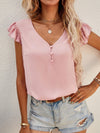 Solid Ruffle Cuff Blouse