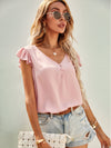 Solid Ruffle Cuff Blouse