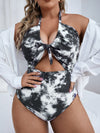 Plus Tie Dye Halter One Piece Swimsuit