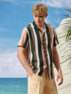 Men Button Front Striped Print Shirt