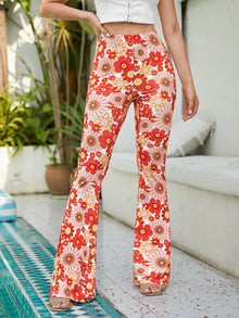  90s Floral Print Flare Leg Pants