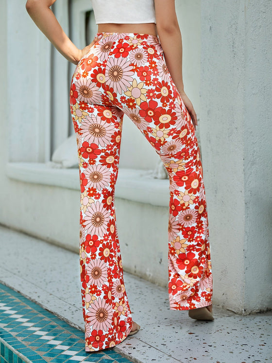 90s Floral Print Flare Leg Pants