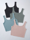 4pack Solid Crop Tank Top