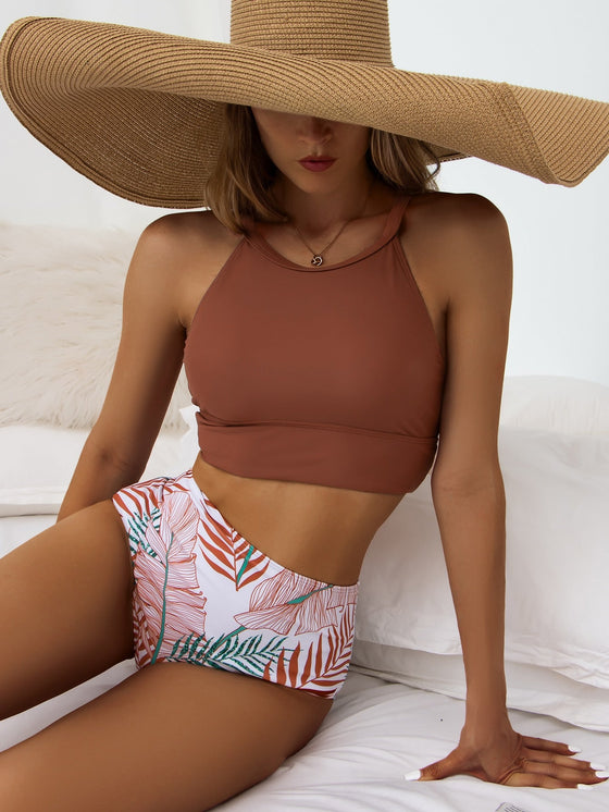 Tropical Print Bikini Swimsuit