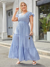 Plus Ditsy Floral Ruffle Hem Maxi Dress