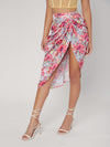 BAE Ruched Split Thigh Floral Satin Skirt