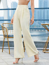 Zipper Fly Fold Pleated Palazzo Pants