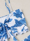 Tropical Knot Ruffle Hem Bikini Swimsuit With Beach Skirt