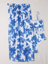 3pack Floral Knot Front Bikini Swimsuit Beach Skirt