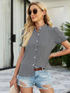 Houndstooth Puff Sleeve Blouse