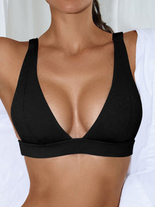  Ribbed V Neck Bikini Top