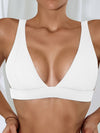 Plain Ribbed V Neck Bikini Top