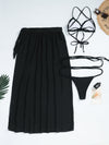 3pack Frill Knot Bikini Swimsuit Beach Skirt