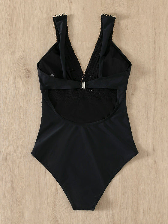 Contrast Trim One Piece Swimsuit