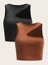 2 Pack Asymmetrical Neck Tank Top