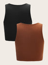 2 Pack Asymmetrical Neck Tank Top