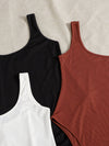 3pcs Solid Ribbed Tank Bodysuit