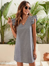 EMERY ROSE Gingham Ruffle Cuff Tunic Dress