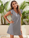 EMERY ROSE Gingham Ruffle Cuff Tunic Dress