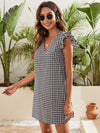 EMERY ROSE Gingham Ruffle Cuff Tunic Dress