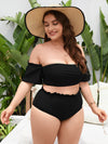 Plus Frill Bardot High Waisted Bikini Swimsuit