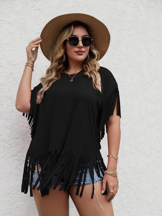 Plus Fringe Hem Solid Tee