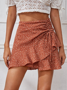  Wrap Tie Side Allover Skirt