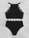 Scallop Trim High Waist Bikini Swimsuit