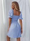 Shirred Bodice Solid Dress