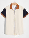 ROMWE Guys Colorblock Button Front Shirt Without Tee