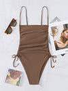 Drawstring Side One Piece Swimsuit