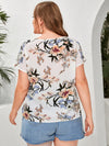 Plus V neck Floral Top