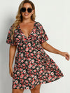 Plus Allover Floral Print Dress Without Belt