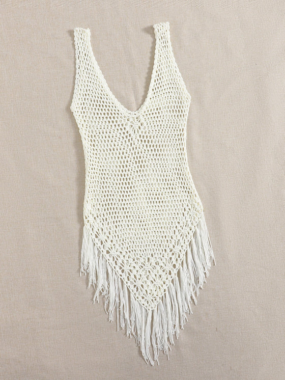 Knitted Fringe Hem Cover Up