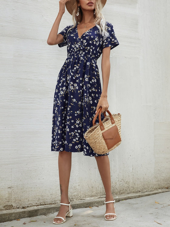 Floral Shirred Waist Dress