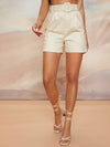 Belted High Rise Pleated Shorts