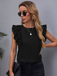  EMERY ROSE Ruffle Armhole Solid Top