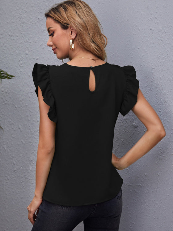 EMERY ROSE Ruffle Armhole Solid Top