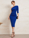 One Shoulder Ruched Bodycon Dress