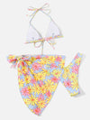 3pack Floral Print Bikini Swimsuit With Beach Skirt