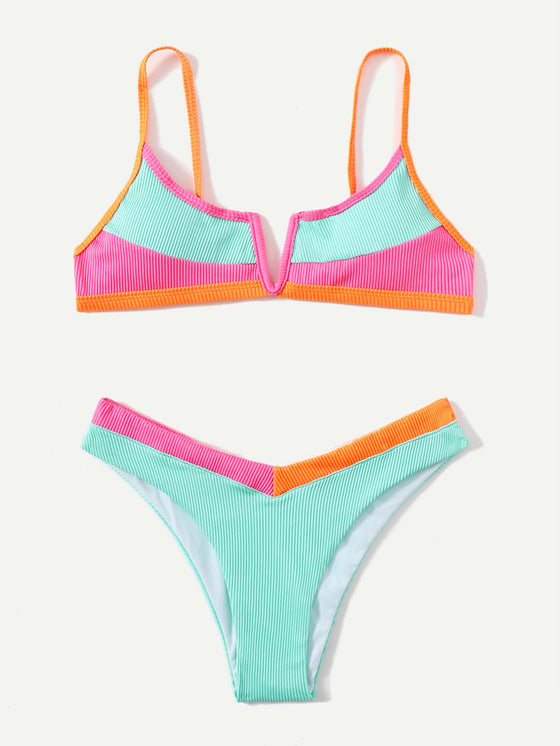 Colorblock V Wired Bikini Swimsuit