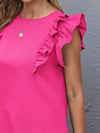 Ruffle Armhole Solid Top