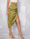 Fold Pleated Split Thigh Skirt