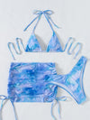 3pack Tie Dye Micro Triangle Bikini Swimsuit Beach Skirt