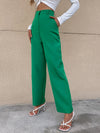 Solid High Rise Tailored Pants