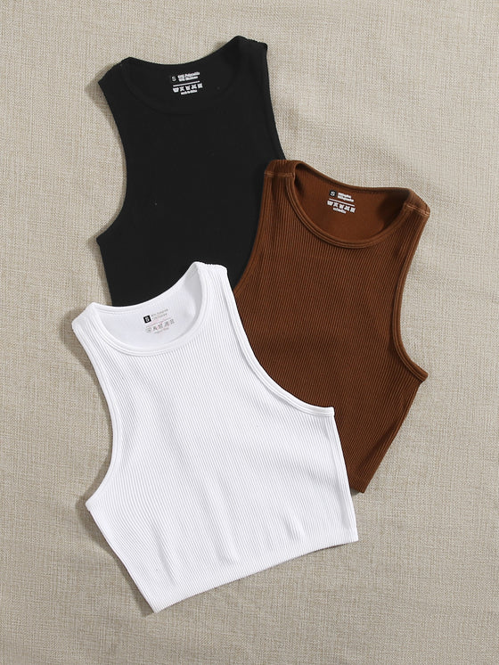 Yoga Basic 3pcs Rib-knit Sports Tank Top