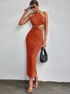 SXY Cut Out Tie Back Halter Dress